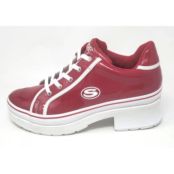 Skechers Heartbeats Y2K Chunky Heel Platform Sneakers Red Women's 10 74362 - Picture 4 of 10